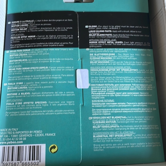 💰PEBEO 766550 Gedeo Mirror Effect Leaves Adhesive Sheet, Silver. NWTS- - Picture 2 of 4